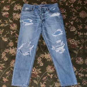 American Eagle Outfitters Distressed High Rise Light Blue Jeans